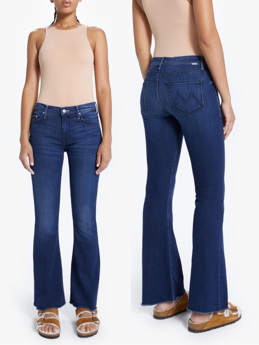 MOTHER The Weekender Fray Jeans Tongue In Chic Dark Indigo Blue Size 26 EUC